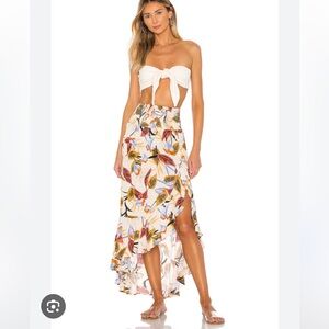 NWT L*Space Caitlin cover up high-low tropical print skirt